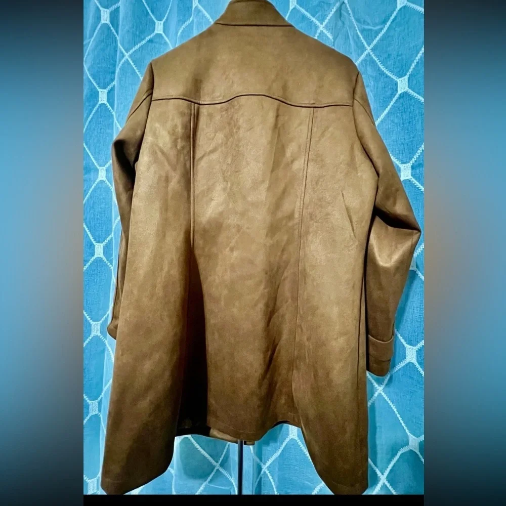 NEW Women’s ChouYatou Suede Rust Long Coat with pockets- Large and XL - Picture 6 of 10